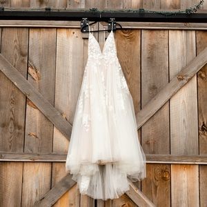 WTOO 14701 Joelle Spaghetti Strap Wedding Dress Ivory/Blush